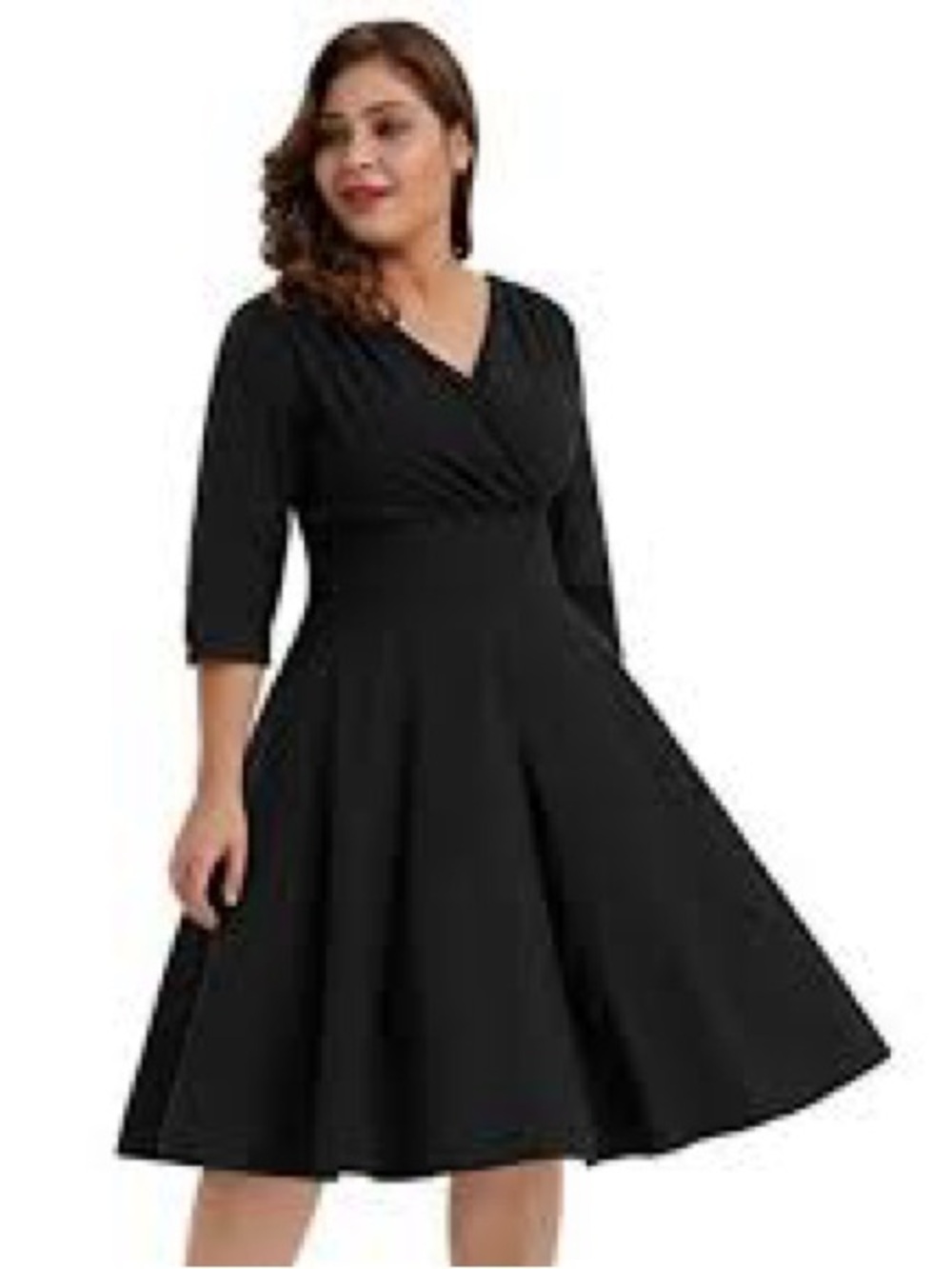 Classic Black Fit-and-Flare Dress with V-Neck